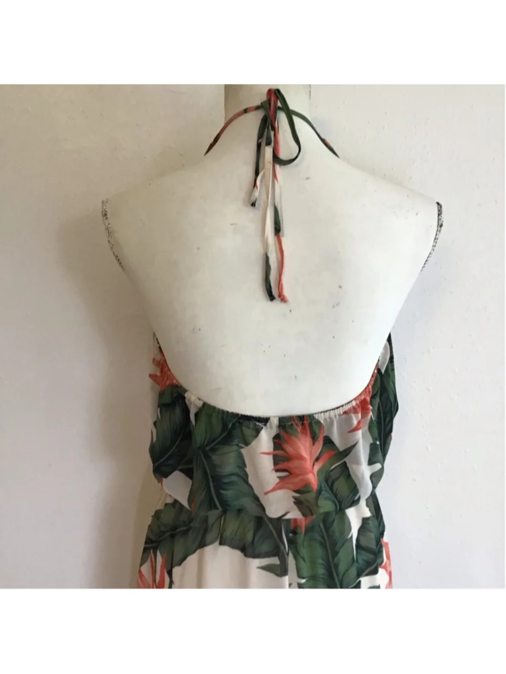 Show Me Your Mumu Women Elegant Fun Maxi Dress L White Green Tropical Print - Picture 9 of 14